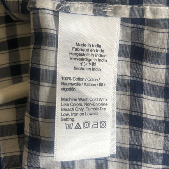 J. Crew Cotton voile beach shirt in gingham L Dark Evening White - Picture 4 of 5